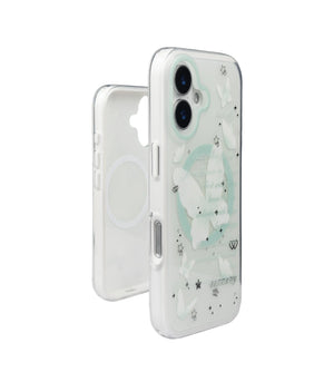 Bucksaa White & Mint Butterfly MagSafe Phone Case Cover for iPhone 16