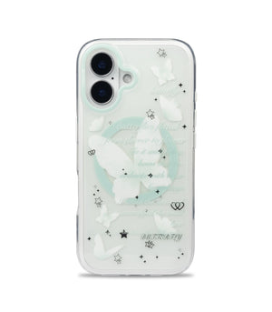 Bucksaa White & Mint Butterfly MagSafe Phone Case Cover for iPhone 16