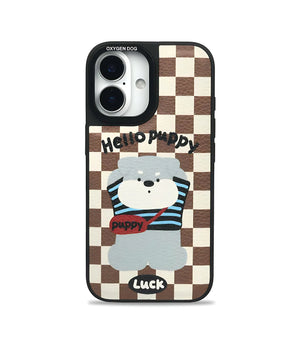 Bucksaa Hello Puppy Leather Phone Case Cover for iPhone 16