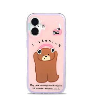Bucksaa Cozy Bear Listening Phone Case Cover for iPhone 16