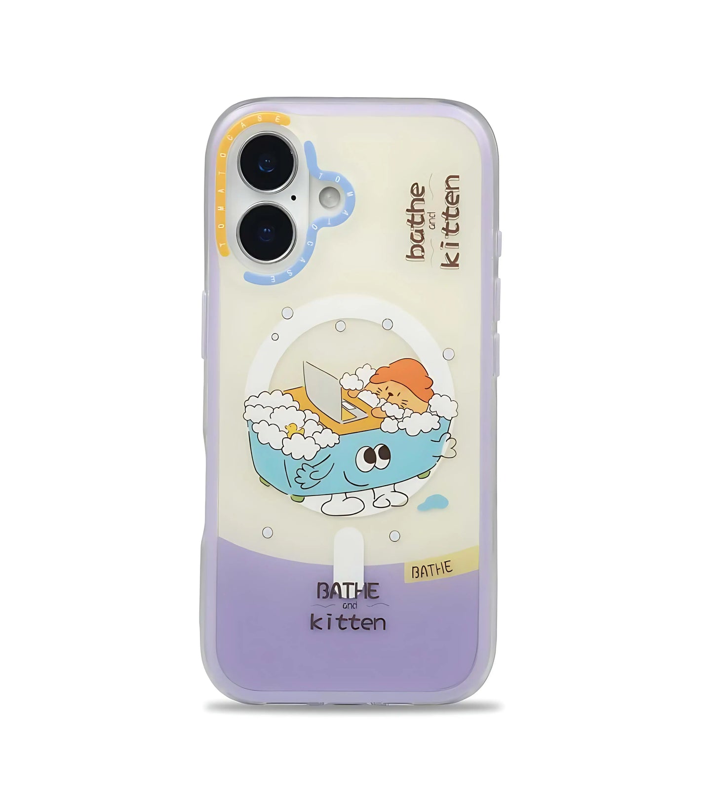 Bucksaa Purple & White Bathe Kitten MagSafe Phone Case Cover for iPhone 16