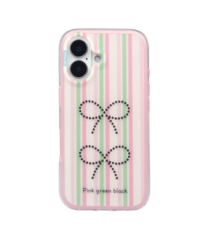 Bucksaa Striped Bow Aesthetic Soft Phone Case for iPhone 16