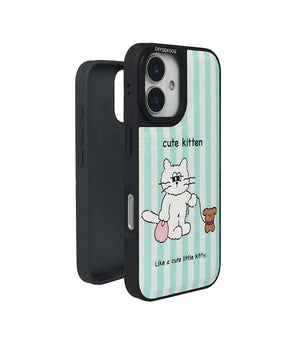 Bucksaa Cute Kitten Leather Phone Case Cover for iPhone 16