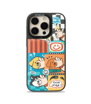 Bucksaa Good Time Colorful Leather Phone Case Cover for iPhone 15 Pro Max