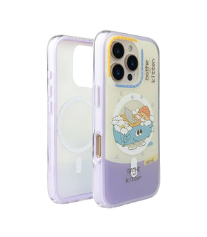 Bucksaa Purple & White Bathe Kitten MagSafe Phone Case Cover for iPhone 15 Pro Max