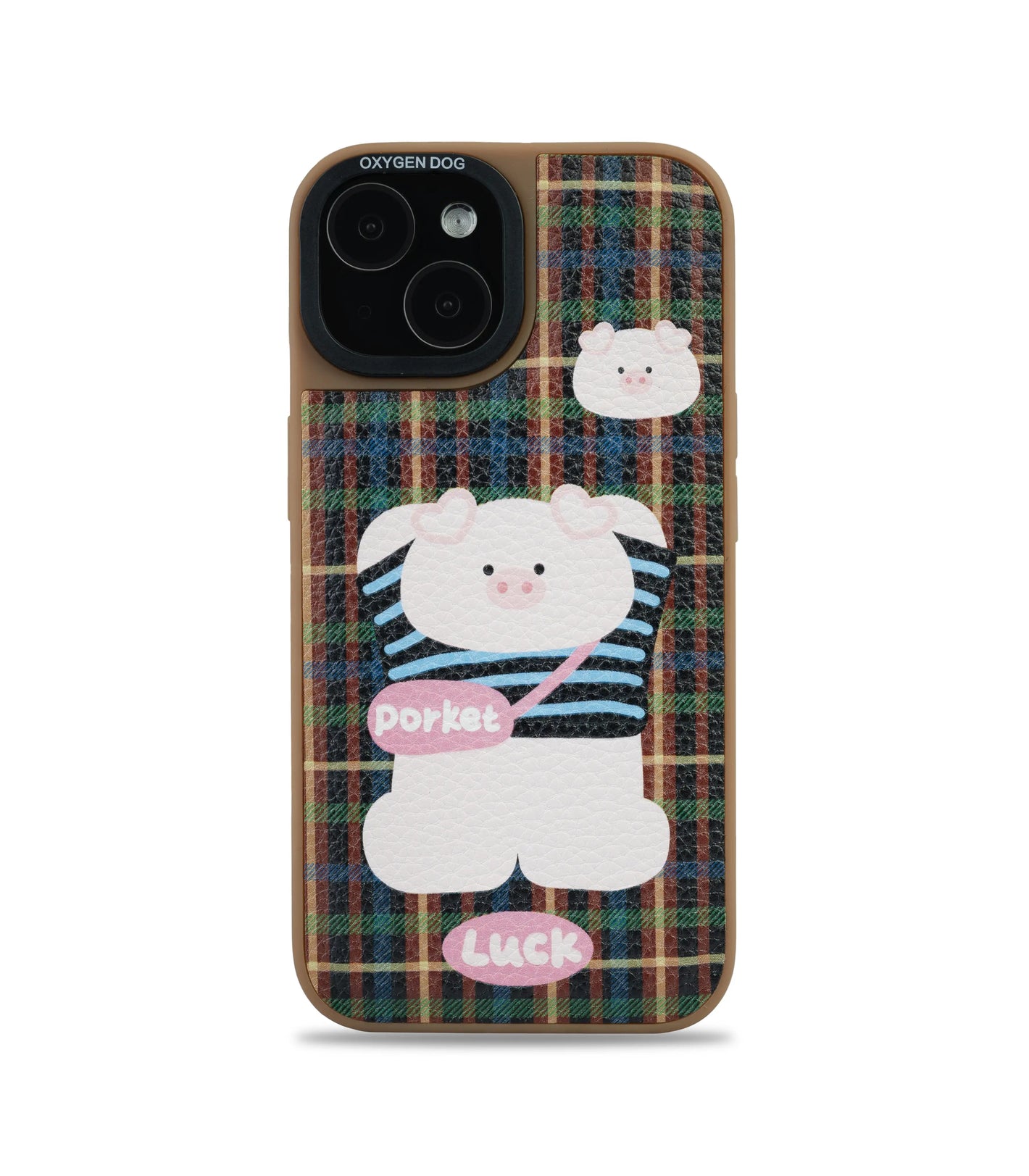 Bucksaa Porket Luck Plaid Leather Phone Case Cover for iPhone 15