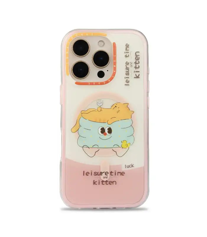 Bucksaa Leisure Time Kitten MagSafe Phone Case Cover for iPhone 15 Pro Max