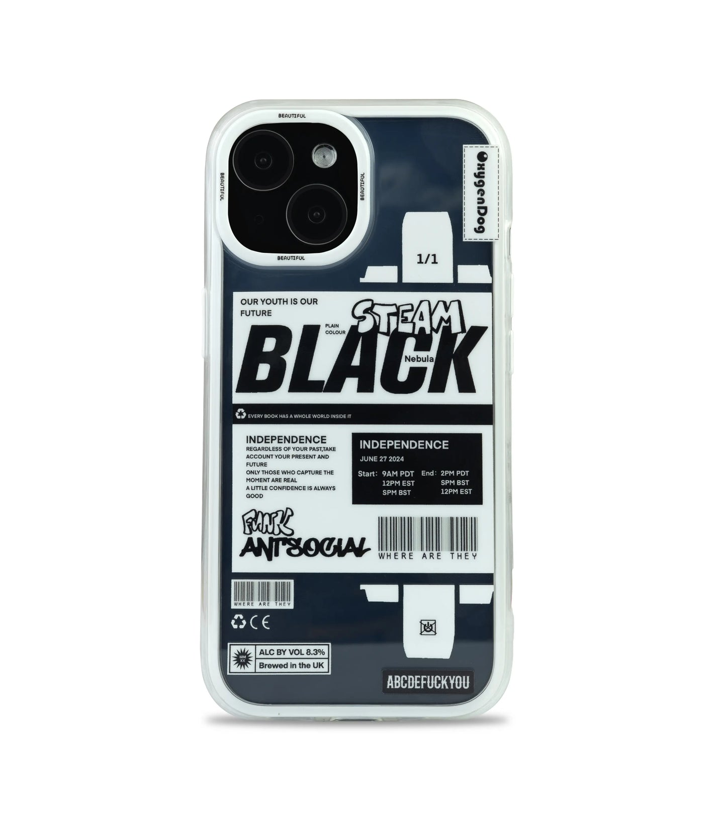 Bucksaa Steam Black Antisocial Phone Case Cover for iPhone 15