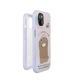 Bucksaa Cozy Bear Listening Phone Case Cover for iPhone 15