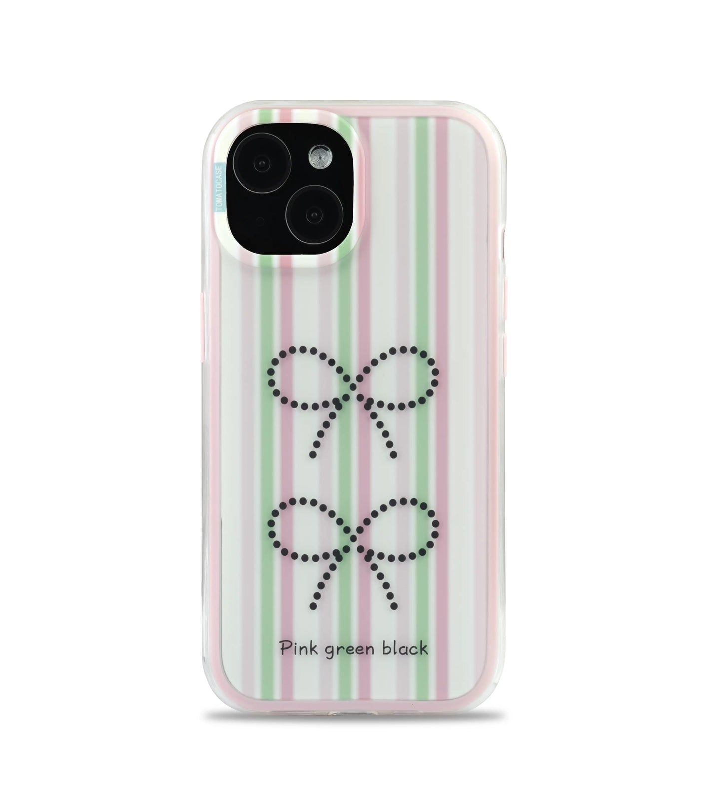 Bucksaa Striped Bow Aesthetic Soft Phone Case for iPhone 15