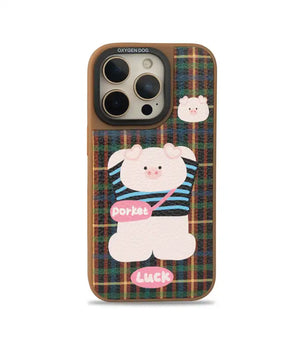 Bucksaa Porket Luck Plaid Leather Phone Case Cover for iPhone 15 Pro Max