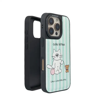 Bucksaa Cute Kitten Leather Phone Case Cover for iPhone 16 Pro