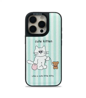 Bucksaa Cute Kitten Leather Phone Case Cover for iPhone 16 Pro