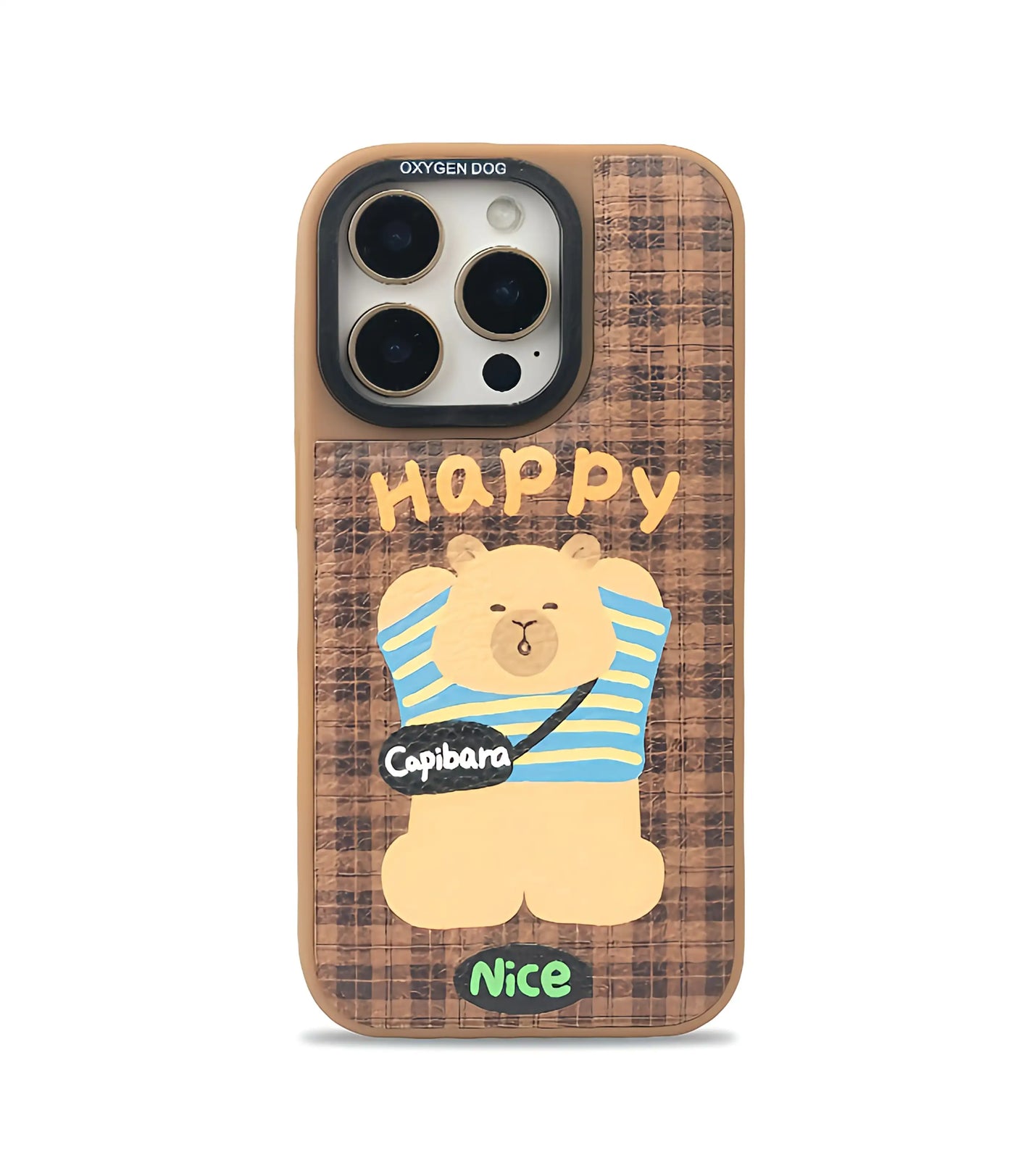 Happy Capibara Leather Phone Case Cover for iPhone