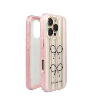 Bucksaa Striped Bow Aesthetic Soft Phone Case for iPhone 15 Pro Max