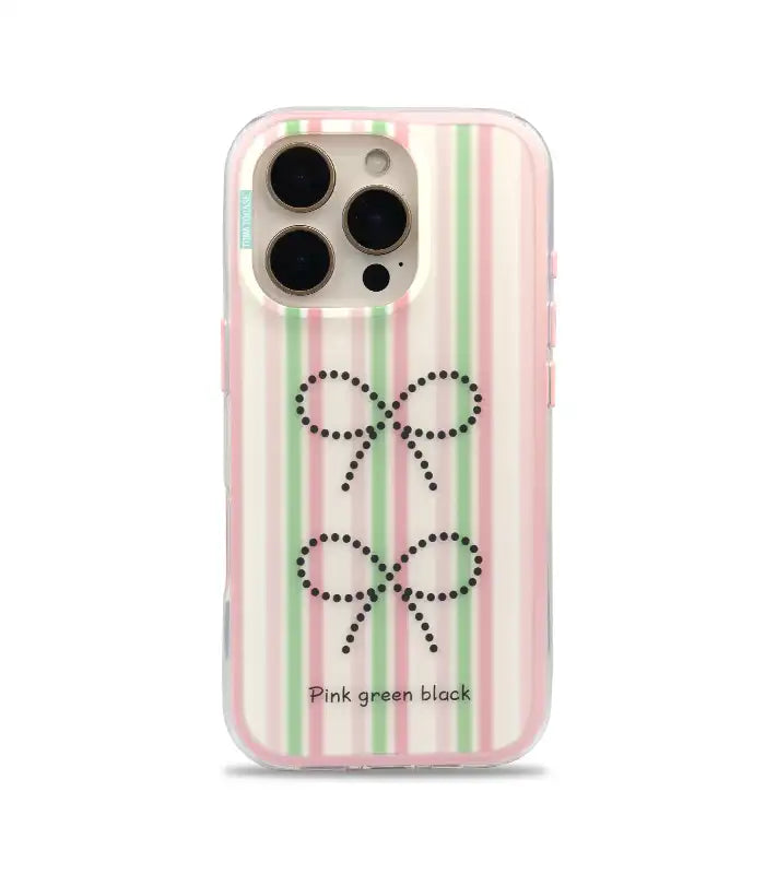 Bucksaa Striped Bow Aesthetic Soft Phone Case for iPhone 15 Pro Max