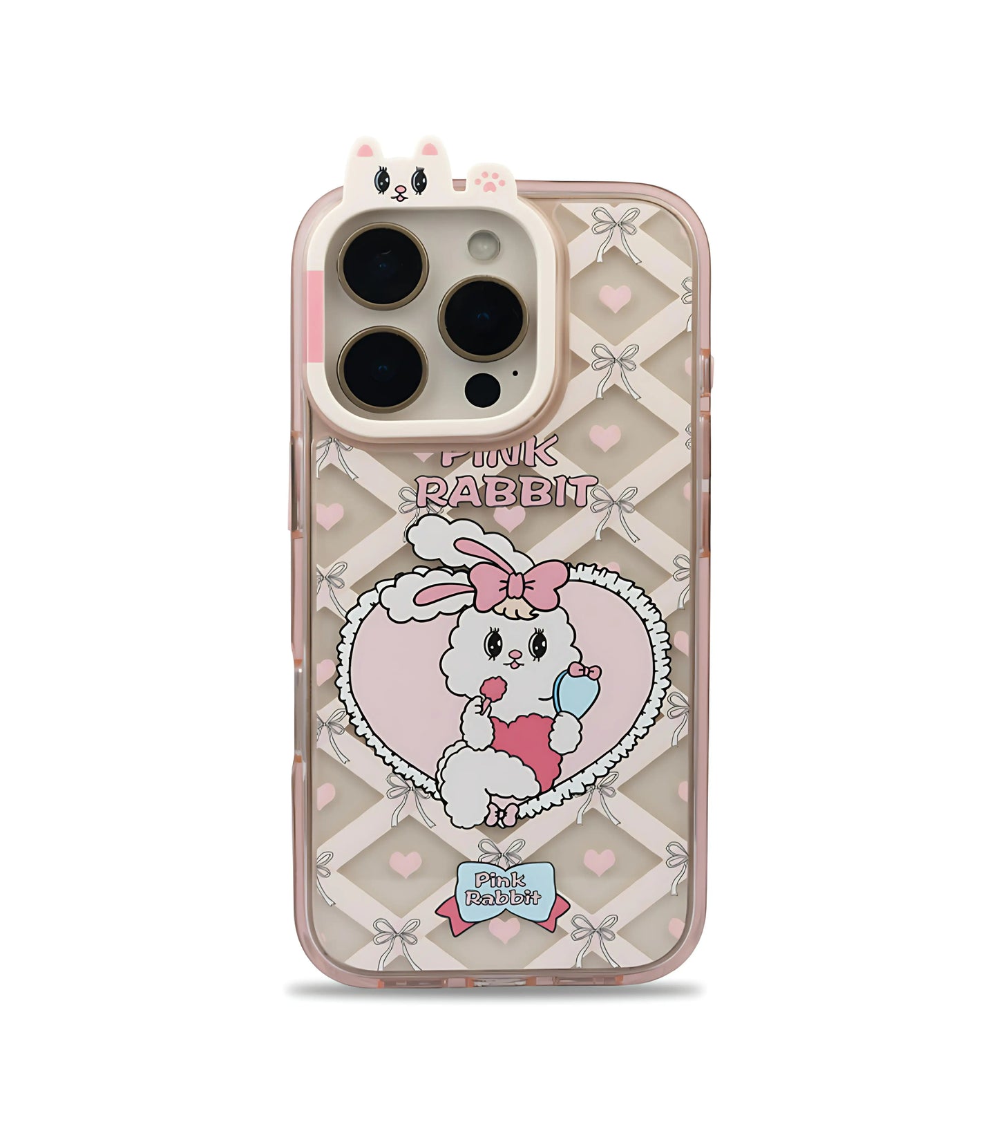 Bucksaa Pink Rabbit Soft Phone Case Cover for iPhone 15 Pro Max