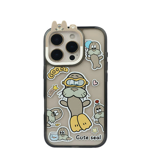 Bucksaa Cute Seal Soft Phone Case Cover for iPhone 15 Pro