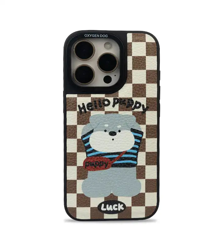Hello Puppy Leather Phone Case Cover for iPhone