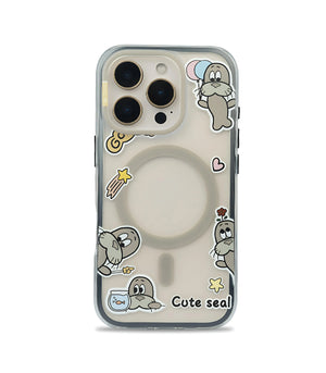 Bucksaa Cute Seal MagSafe Phone Case Cover for iPhone 16 Pro