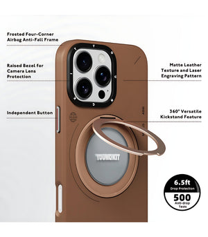 Leather 360° Spin Magnetic Stand With MagSafe Phone Case Cover for iPhone