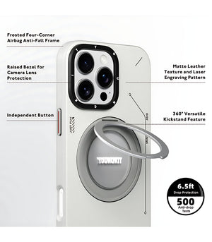 Leather 360° Spin Magnetic Stand With MagSafe Phone Case Cover for iPhone