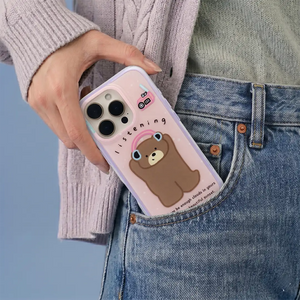 Cozy Bear Listening Phone Case Cover for iPhone