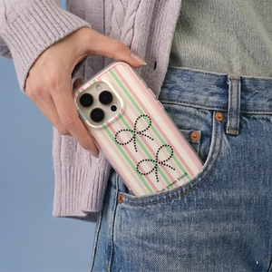 Striped Bow Aesthetic Soft Phone Case for iPhone