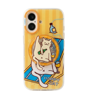 Happy Hour Kitty MagSafe Case Cover & PopGrip Duo for iPhone 16