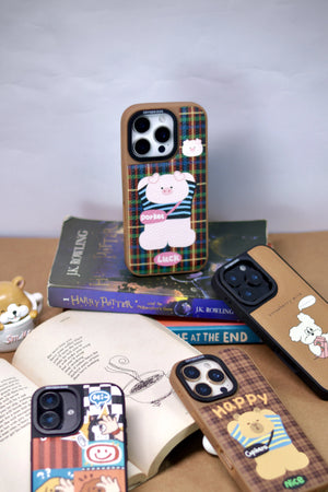 Bucksaa Porket Luck Plaid Leather Phone Case Cover for iPhone 15