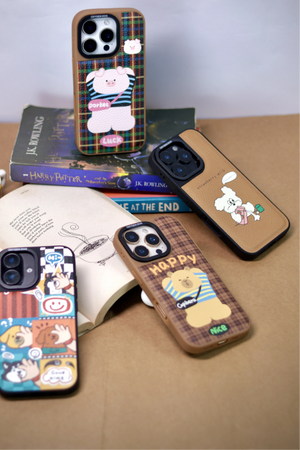 Bucksaa Happy Capibara Leather Phone Case Cover for iPhone 16