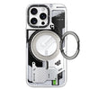 Cyberpunk 360° Spin Magnetic Stand With MagSafe Phone Case Cover for iPhone 16 Pro Max - White Wing