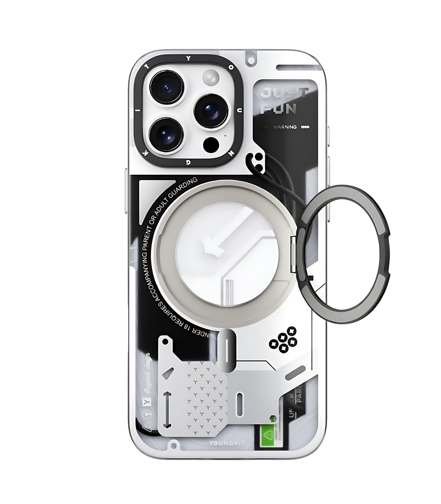 Cyberpunk 360° Spin Magnetic Stand With MagSafe Phone Case Cover for iPhone 16 Pro