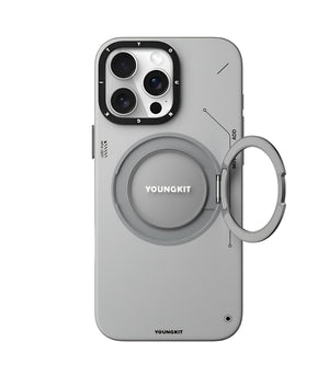 Leather 360° Spin Magnetic Stand With MagSafe Phone Case Cover for iPhone 16 Pro