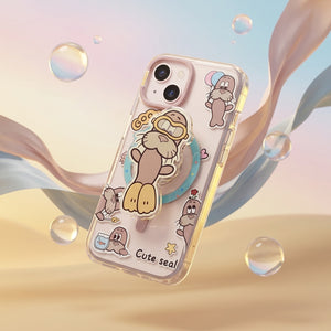 Cute Seal MagSafe Case Cover & PopGrip Duo for iPhone 15