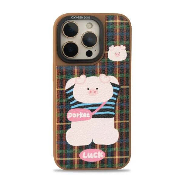 Bucksaa Porket Luck Plaid Leather Phone Case Cover for iPhone 16 Pro
