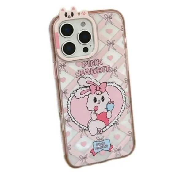 Bucksaa Pink Rabbit Phone Case Cover for iPhone 15